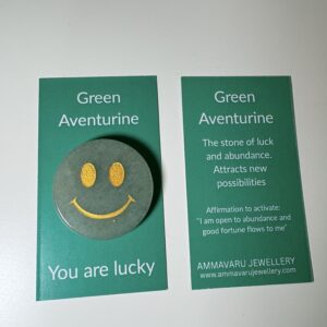 Green Aventurine Smiley - Good Luck Stone & Affirmation Card