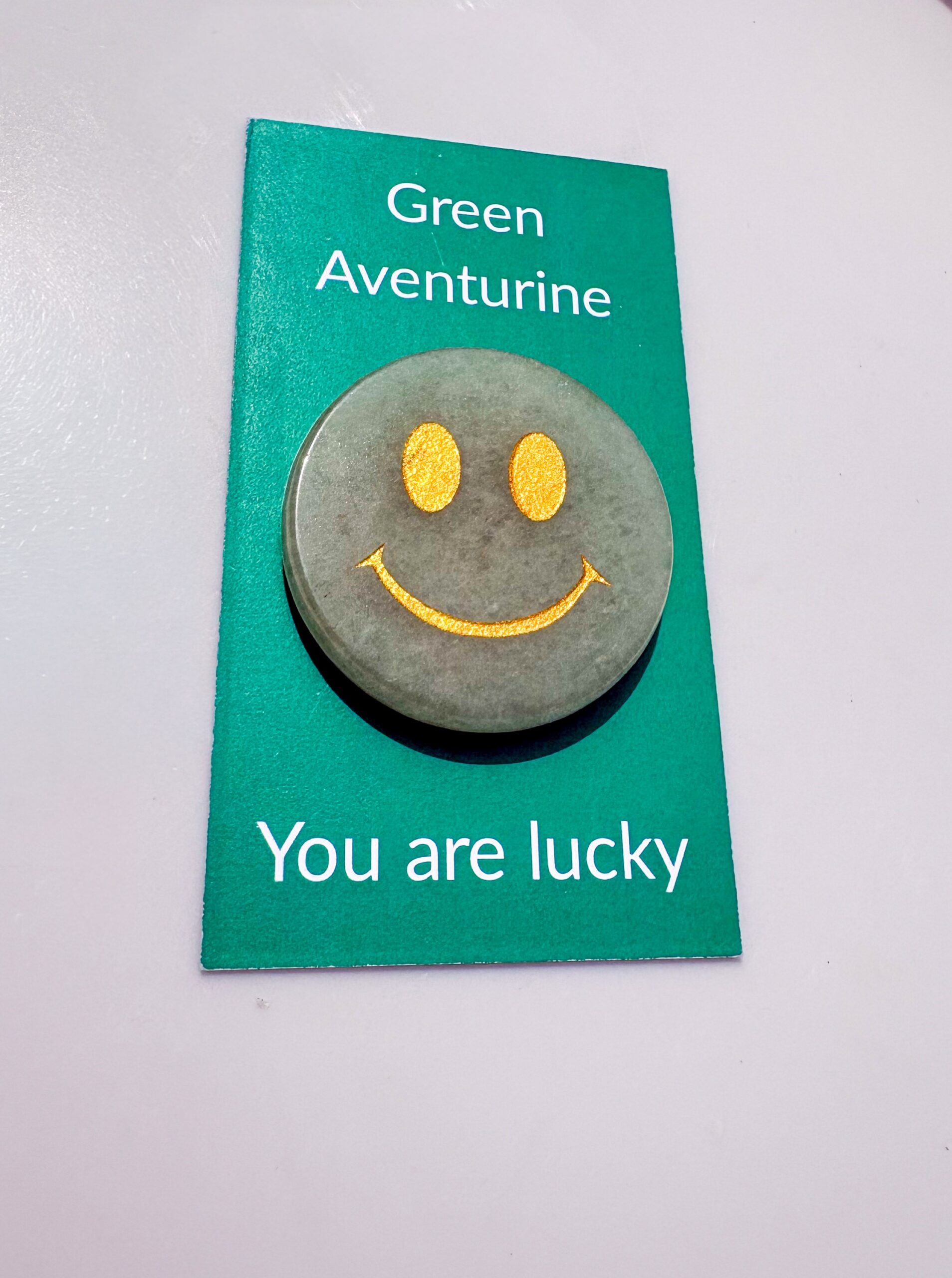 Green Aventurine Smiley - Good Luck Stone & Affirmation Card - Image 2