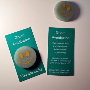 Green Aventurine Smiley - Good Luck Stone & Affirmation Card