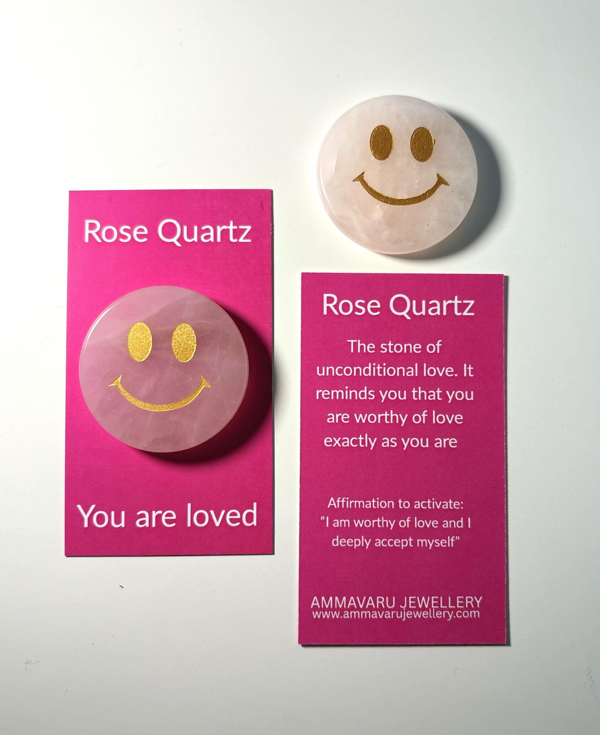 Rose Quartz Smiley – Self-Love Affirmation Crystal